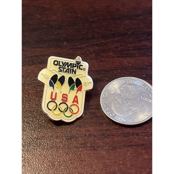 Vintage Olympic Games Team USA Olympic Stain Paints Lapel Hat Pin - Picture 2 of 3